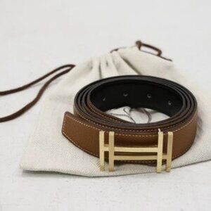 HERMES H au Carre Belt Buckle & Reversible Leather Strap Size 42 US/ 115